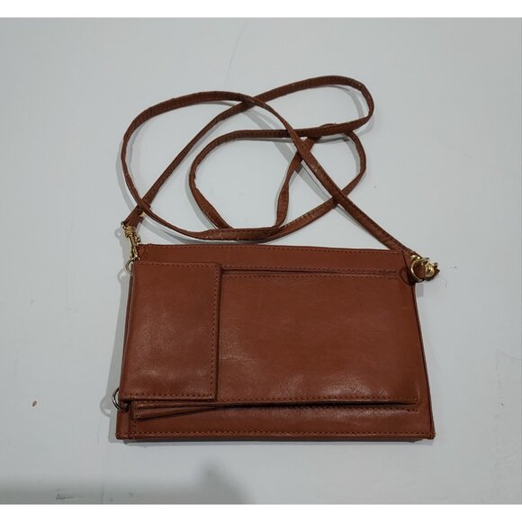 Crossbody Travel Bag Tan Brown Leather Vintage Small Purse Shoulder Bag Italy - Picture 10 of 13